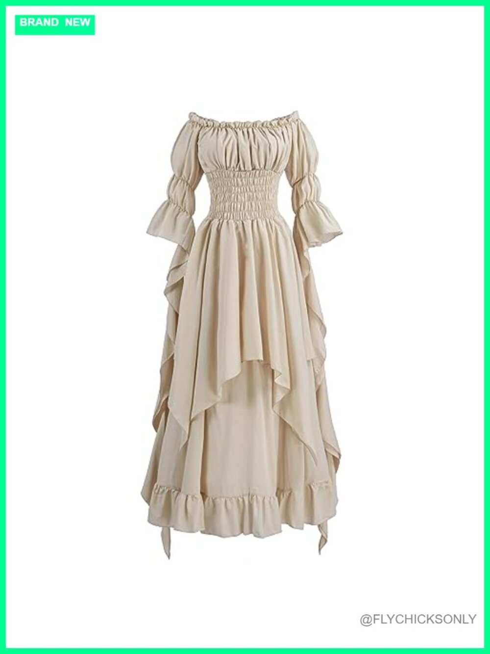 Women Medieval Renaissance Costume Dress - Off-Shoulder Flared Sleeve Gothic